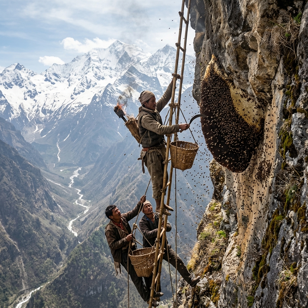 Wild Honey Hunting in Langtang Cliffs